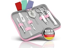 Manikyrset Solingen med bästa pris/prestanda - Fodral i konstläder praktiskt och mjukt - 6-delat nagelset för kvinnor och män