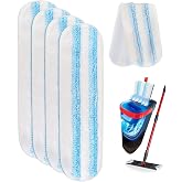 STJUNR 4 Pack Reusable and Machine Washable Microfiber Mop Refills, Flat Mop Head Replacement for All Hard Floors, Compatible