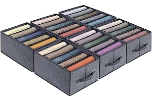 BIGLUFU Wardrobe Storage Organiser, 6 Pcs Large Clothes Drawer Organisers, Foldable Fabric Storage Boxes Dividers for Clothes, Jeans, Pants, Shirts (5 Grids)