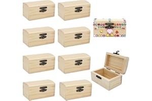 Aarcyye Holzkiste Klein, 10 Stücke Mini Schatztruhe Schatzkiste, Rechteckige Holzschatzkiste, DIY Kleine Holzkiste mit Deckel, Klein Set Schmuckkästchen Holz für Bemalen, Dekorieren und Basteln
