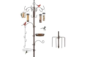 URBAN DECO Deluxe Bird Feeding Station Kit Bird Feeder Pole Bird Feeder Hanging Kit Multi Feeder Hanging with Metal Suet Feeder Bird Bath Mesh Tray for Attracting Wild Birds and Planter Hanger