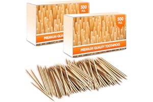 1000 Pezzi Stuzzicadenti in Bambù - Bastoncini in Legno a Doppia Punta - Per Igiene Personale, Spiedini per Antipasti, Bastoncini da Cocktail, Stuzzicadenti o Arti & Mestieri - di Mobi Lock