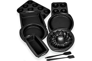 ASCHEF Moule à gâteau économique 9 en 1 en silicone anti-adhésif pour four, sans BPA, résistant à la chaleur, kit d'outils pour muffins, pain, pizza, cheesecake, cupcake, tarte