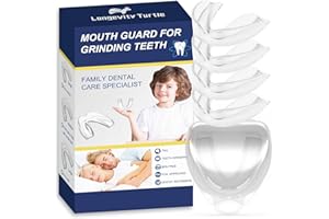 LONGEVITY TURTLE EastermCare Mundschutz für Zähneknirschen, 4 Stück Bissschutz + Zahnschutzhülle, Beseitigt Bruxismus, Zahnaufhellung und Sport, Formbarer Beißschutz für Kinder (5-10 Jahre)