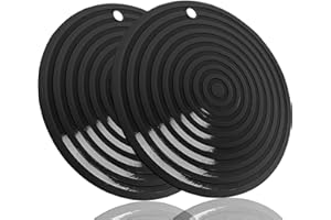 LOGHOG 2 Pack,Silicone Trivet Mats/Hot Pads,Pot Holder,9.45"Diameter Non Slip Flexible Durable Heat Resistant Pot Coaster Kitchen Table Mats (Round Black)