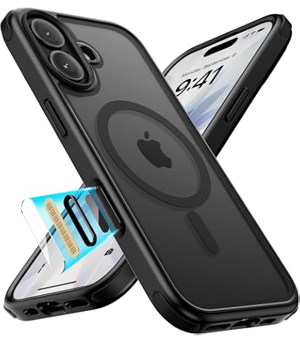 N NEWTOP Cover CV33 TPU Compatibile per iPhone 12, Cornice Colorata e Retro Trasparente Morbida Custodia Protezione Fotocamera in Vetro Temperato Completa per Ricarica Wireless Magnete (Blu