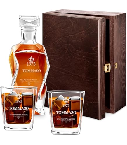 Set Decanter Whisky Maverton 800ml Con Incisione + Bicchieri - Regalo Elegante Per Uomo