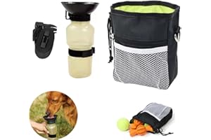 Zliger Leckerlibeutel für Hunde,1 Pcs Hunde leckerlitasch mit 1 Pcs Wasserflaschen für Hunde Futterbeutel Hundetraining Futterbeutel für Hunde Hundefuttertasche mit verstellbarem Bund