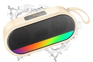 DYURWA Cassa Bluetooth Portatile Potente, Altoparlante Bluetooth 5.3 con Sonori Stereo HiFi Bassi, IPX6 Speaker Bluetooth con Luce LED, 10H di Autonomia, Chiamata Senza Mani per Casa, Esterno, Viaggi, Bianco