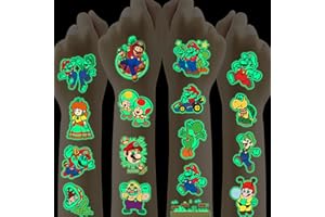 ‎SUNYOVIME Tattoo Kinder,Super Mario Tattoo,12 Blätter Leuchttattoos Mario Hautfreundliche Kindertattoos Junge Mädchen,Mitgebsel Kindergeburtstag Gastgeschenke Festival Party Deko Kinder Spielzeug