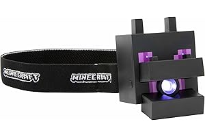 Paladone Linterna de cabeza Ender Dragon Minecraft - Producto oficial con sonidos del juego, lámpara de lectura y linterna frontal para niños, regalo para niños