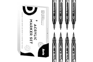 ‎ARRTX Arrtx Schwarze Lackstifte, 8 Stück, Doppelspitze, schwarze Acrylfarbe, Graffiti-Marker für Steinmalerei, Papier, Holz, Keramik, Stoff, Glas, Leinwand, Kunststoff, Metall, Stein und DIY Handwerk