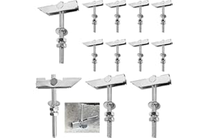 LQGTQO 12 Piezas Tacos Pladur Gran Peso, M8x100mm Tacos Tornillos para Pladur, Fabricado en Acero al Carbono Galvanizado,Ganchos de Techo, Gancho Techoa para Paredes y Techos