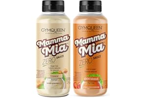 ‎GYMQUEEN GymQueen Mamma Mia Zero Sauce 2x265ml, Crazy Caesar + 1000 Island, kalorienreduziert, ohne Fett & ohne Zuckerzusatz, zum Verfeinern von Gerichten oder als Salat-Dressing