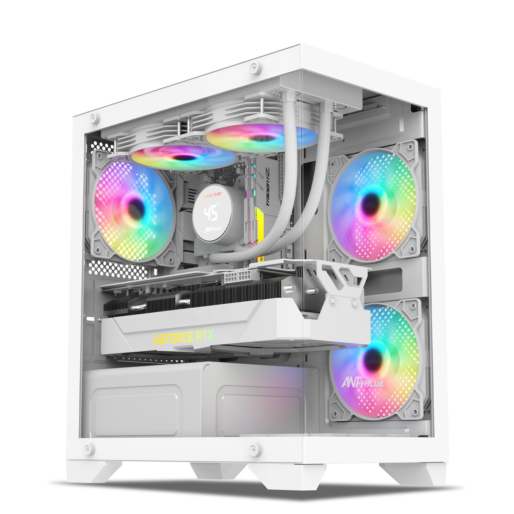 Ant Value CV200 Mid-Tower Computer Case/Gaming Cabinet - White | Support M-ATX, M-ITX | Pre-Installed 3 Static RGB Fans