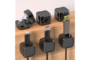 HAOXYO 6 Pezzi Fermacavi Adesivi,Clip per Cavi,Portacavo Magnetico,Organizzatore di Cavi Portacavi Organizer Per Portacavi,Gestione Cavi USB di Ricarica per Casa,Telefono,Auto,Parete,Desktop(Nero)