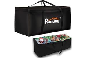 Rimwig Garden Furniture Cushion Storage Bag, Waterproof, Anti-UV, Heavy Duty Rip Proof 420D Oxford Fabric Christmas Tree Storage Bag with Handle (200x60x75cm)
