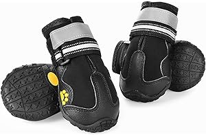 Faankiton 4 Pièces Chaussures de Chien Bottes Chien, Chaussure Chien Imperméables avec Sangles Réfléchissantes et Semelle Antidérapante pour Moyen Grand Chien (6#)