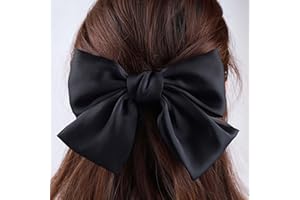 Inateannal Pinzas para el pelo con lazo, pasador para el pelo con lazo grande, pinza para la cola del pelo de seda negra, pasador con lazo negro, tocado con lazo, joyería para mujeres y niñas