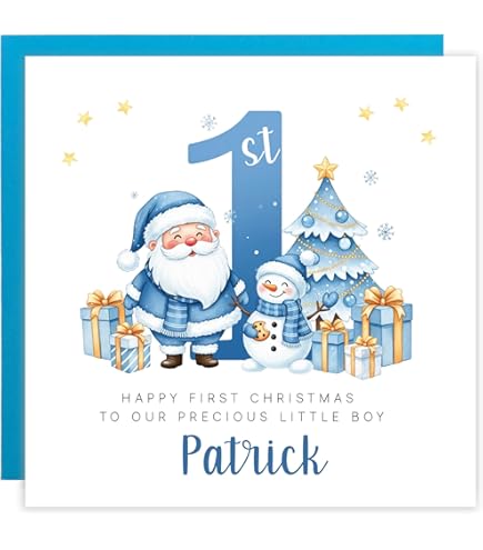 Personalised Snowman Baby 1st Christmas Card / For Children, Son - View #13