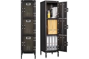 ‎SIGHTLIFE Sightlife Metall Schließfach mit 3 abschließbaren Türs,industrielle Stahlschrank für Schule Haus Büro Garage H120*W31*D35 cm