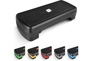 KAYMAN Exercise Steps – Fitness Stepper for Home & Gym, Suited for Aerobics, Cardio, Weights, Yoga, DVD Workout – Adjustable Multi Step Level Heights – Perfect Equipment Accessory Set