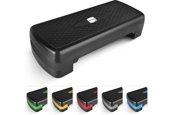 KAYMAN Stepper d'exercice – Stepper de fitness pour la maison et la salle de sport, adapté pour l'aérobic, le cardio, les poids, le yoga, l'entraînement DVD – 2 niveaux de hauteur réglables (10,15 cm)