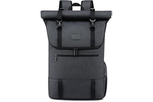 ‎LOVEVOOK LOVEVOOK Rucksack Damen Herren für 17 Zoll Laptop, Wasserdichter Roll Top Rucksack groß stylische Rucksäcke mit für Arbeit Universität Reisen, Dunkelgrau