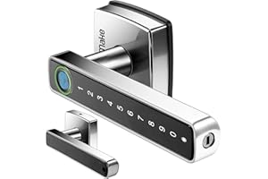 BRAVEX Smart Lever Door Lock Perfect for Apartment Office Home with Bluetooth APP Control/Code/Backup Key/Fingerprint, Silver