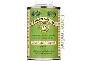 HERMANN SACHSE Olio per legno per esterni, per teak, larice, quercia e legno di acacia, legno, olio di protezione del legno, olio di teak per mobili da giardino, olio per la cura del legno, olio per la cura del