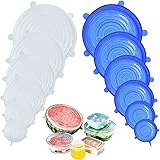 DigHealth 12 Pezzi Coperchi in Silicone, Coperchio Estensibile in Silicone Senza BPA, Coperchio Universale di 6 Misure Differ
