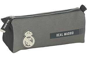 Real Madrid 3. Team 24/25 Federmäppchen mit Reißverschluss und Fach, für Kinder, ideal für Kinder im Schulalter, bequem und vielseitig, Qualität und Widerstandsfähigkeit, 21 x 7 x 8 cm, grau, M,
