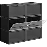 SONGMICS schoendozen, set van 6, stapelbare schoen organizers, plastic