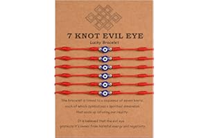 MANVEN 6 PCS Bracelet oeil Mauvais Porte bonheur en Corde Rouge Réglable à 7 nœuds fait à la main Cadeau pour Couples Amis Famille Hommes Femmes Filles Rakhi