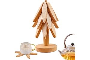 ARROVARP Coussinets de Cuisine en Bois, Pliable en Forme d'arbre, Résistants À La Chaleur pour Casseroles Et Poêles Chaudes