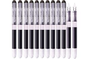 iHMeiju 12pcs Black Disposable Fountain Pens, Black Ink Fountain Pens for Writing, Smooth-Writing Office Supplies for Sketching, Journaling, Calligraphy, Doodling and Gifts.