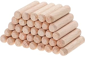 Faankiton 1000 Pezzi Tasselli in Legno 6x30mm, Scanalate, Perni di Legno Duro Perno Scanalato, Spine per Progetti di Artigianato di Mobili e Fai Da Te