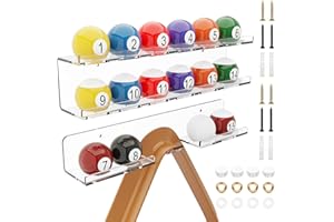 Cosmos Acrylic Billiard Ball Storage Shelf Set Pool Ball Wall Mount Rack Pool Accessory Wall Holder for 16 Balls Billiard Pool Ball Cue Ball Billiard Ball Rack in Billiard Room Bar (Transparent Clear)