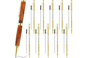Colarr Kit di 10 penne per tornitura del legno da 7 mm, con penna a torsione sottile, con tornio di ricarica, forniture per ufficio, scuola, fai da te, amici, insegnanti, studenti, regali (oro)