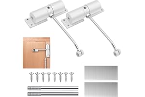 ZEXUPORIUM 2 Pièces Ferme Porte Automatique, Réglable Ferme Porte à Ressort pour Portes Jusqu'à 40 kg, Groom Fermeture Porte avec Tige de Réglage, Plaque de Montage et Vis pour le Bureau à Domicile