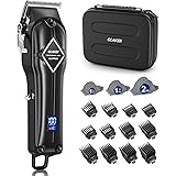 GLAKER Tagliacapelli Uomo Professionale,ElettricoTagliacapelli Cordless con 15 Pettini Guida Macchinetta Rifiniture Capelli C