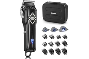 GLAKER Tondeuse Cheveux Professionnelle pour Homme – Kit de Coupe de Cheveux Sans Fil Avec 15 Peignes de Guidage, Coupe et Toilettage