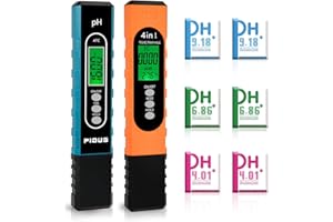 Pious Testeur ph Piscine 4 en 1 avec Température de TDS EC pour Hydroponie Testeur de Haute Précision Étanche Compensation Automatique De La Température Auto-étalonnage ph Mètre Piscine Numérique