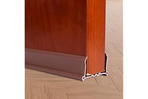 kyaoayo Burlete para puertas de 96 cm, se puede cortar en puertas, burlete doble, para puerta, bloqueador de ruido, autoadhesivo, cortavientos (tamaño normal, marrón)