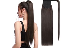SEGOHAIR Pferdeschwanz Haarteil Echthaar Extensions Zopf 14"(35cm) Clip in Extensions Echthaar Lang Glatt Echte Haare Extensions Echthaar Remy Dunkelstes Braun-80g