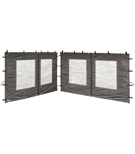 Sekey Set Van 2 Paviljoen Zijpanelen, Voor Een Vouwpaviljoen Van 3 X 3 M Zijwand Met Ritssluiting En Raam Waterdicht Grijs