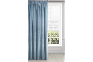 Eurofirany ria Oscurante, Fettuccia Arricciatenda-1 pz, Tenda Extra Lunga, Elegante, Tinta Unita, Soggiorno, Camera da Letto, Densità 290 g/m², Poliestere, Azzurro, 140x270 cm