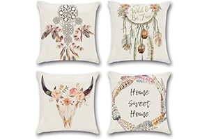 Hongtellor Juego de 4 Funda Cojin 45x45 Cojines Sofa Fundas de Cojines Decorativos Cojines de Lino para Sofa para Sala de Estar Jardín Coche Fundas para Cojines(WindChimeAmarillo-19)
