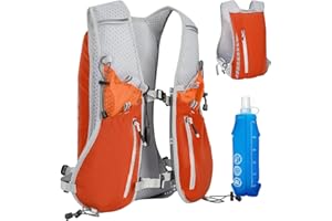 Expansea Zaino da Corsa 7L, Super Leggero Zaino Uomo & Donna, Tasche Multiple, Running Vest With Borraccia Morbida 500ml per Ciclismo, Maratona,Corsa, Arrampicata e Altri Sport All'Aria Aperta