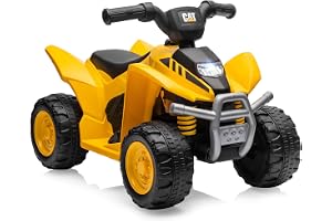 COSTWAY 6 V elektrisk barnfyrhjuling, Mini elektrisk fyrhjuling med LED-strålkastare, musik och tuta, barnfyrhjuling 2,8 km/h, elfordon ATV för barn från 18–36 månader